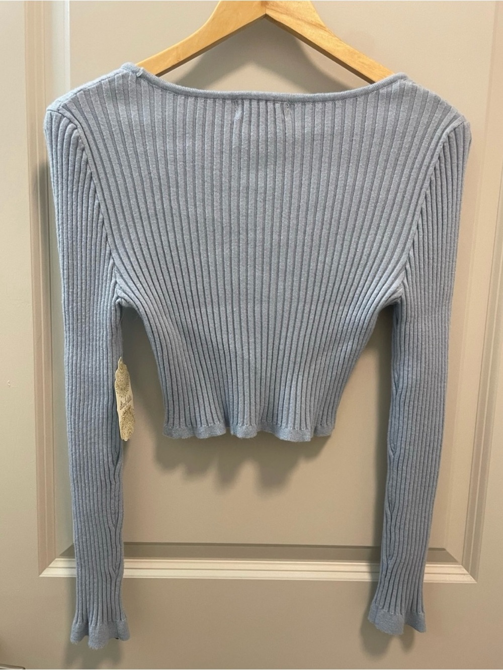 Altar'd State Light Blue Ribbed Square-Neck Crop Top - Picture 2 of 5